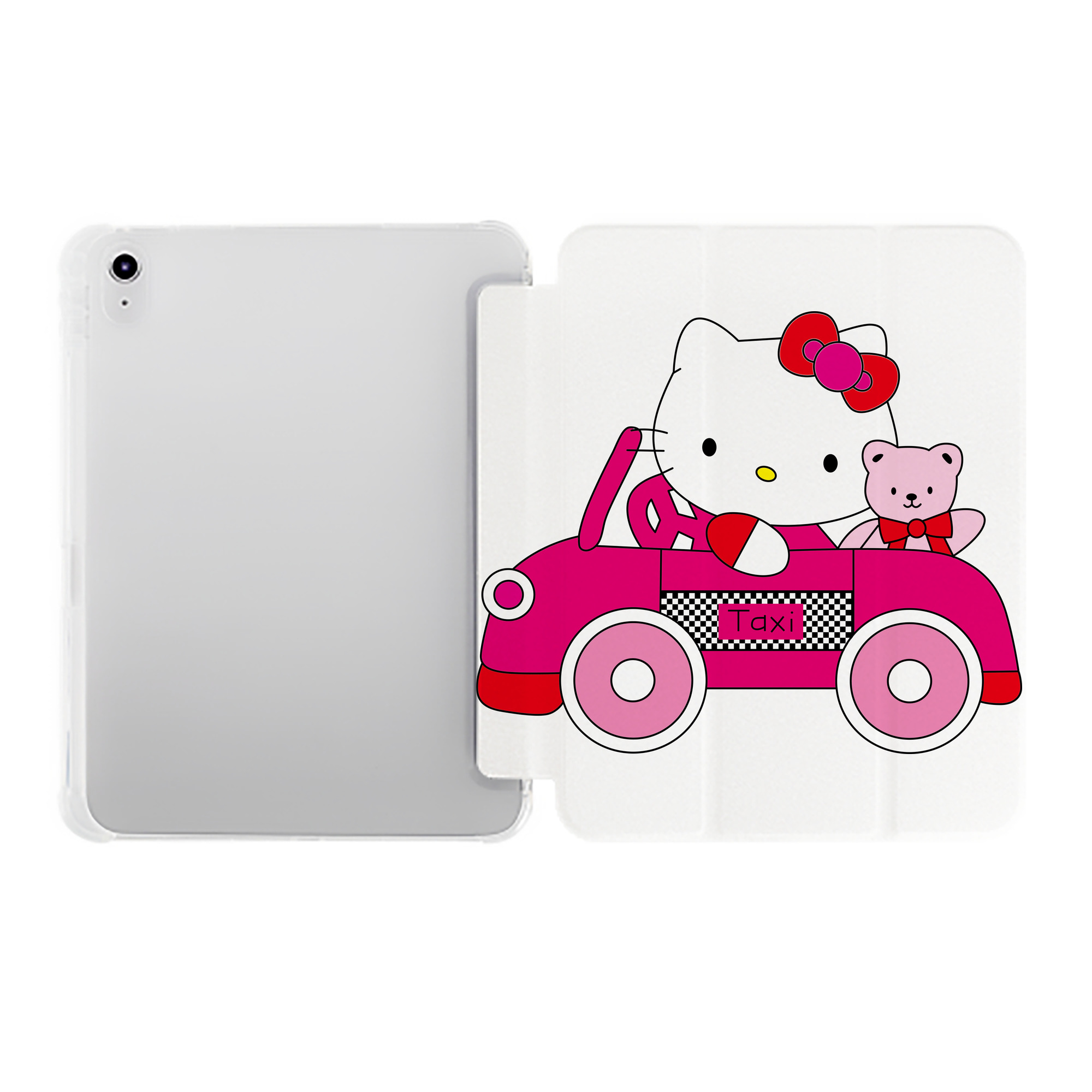 （画像用） Hello Kitty ハローキティ IPad ケース ペン収納付き 三つ折りスタンド PUレザー×シリコン 対応機種9.5/10.5/10.9インチ